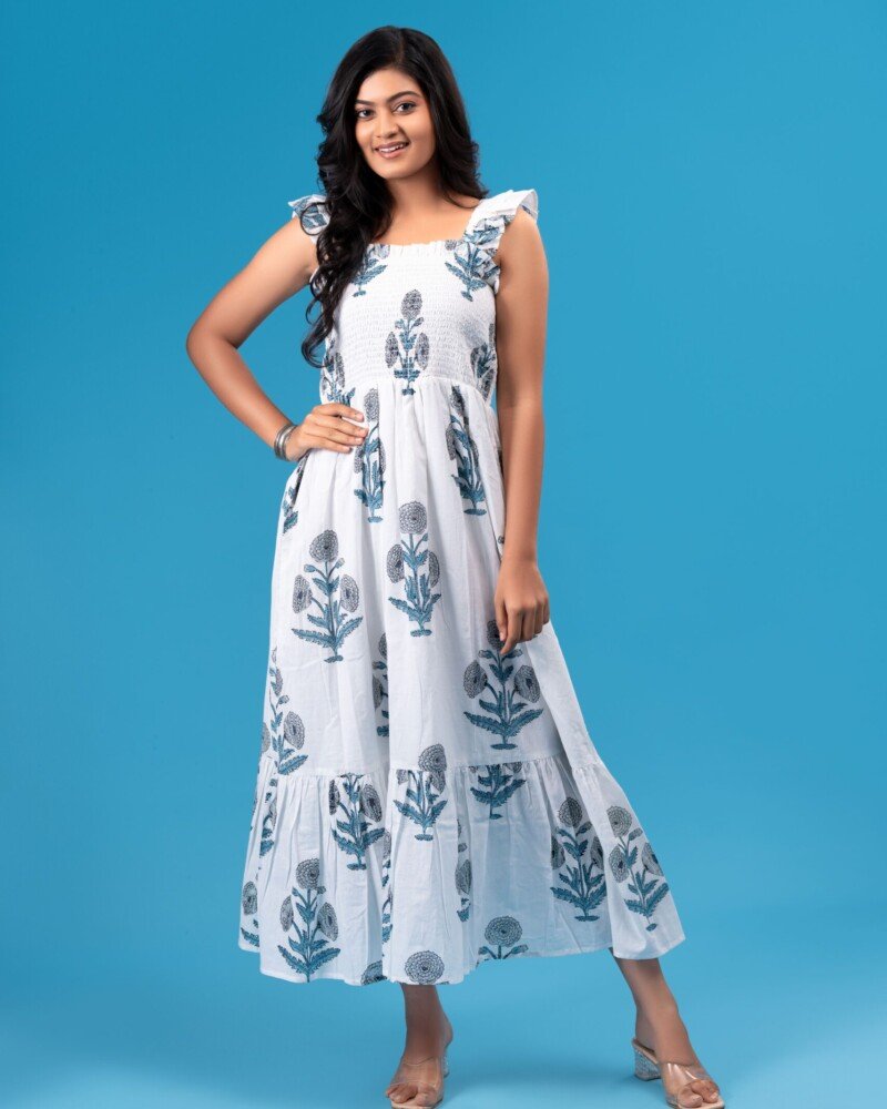 Azure Garden Ruffle Maxi