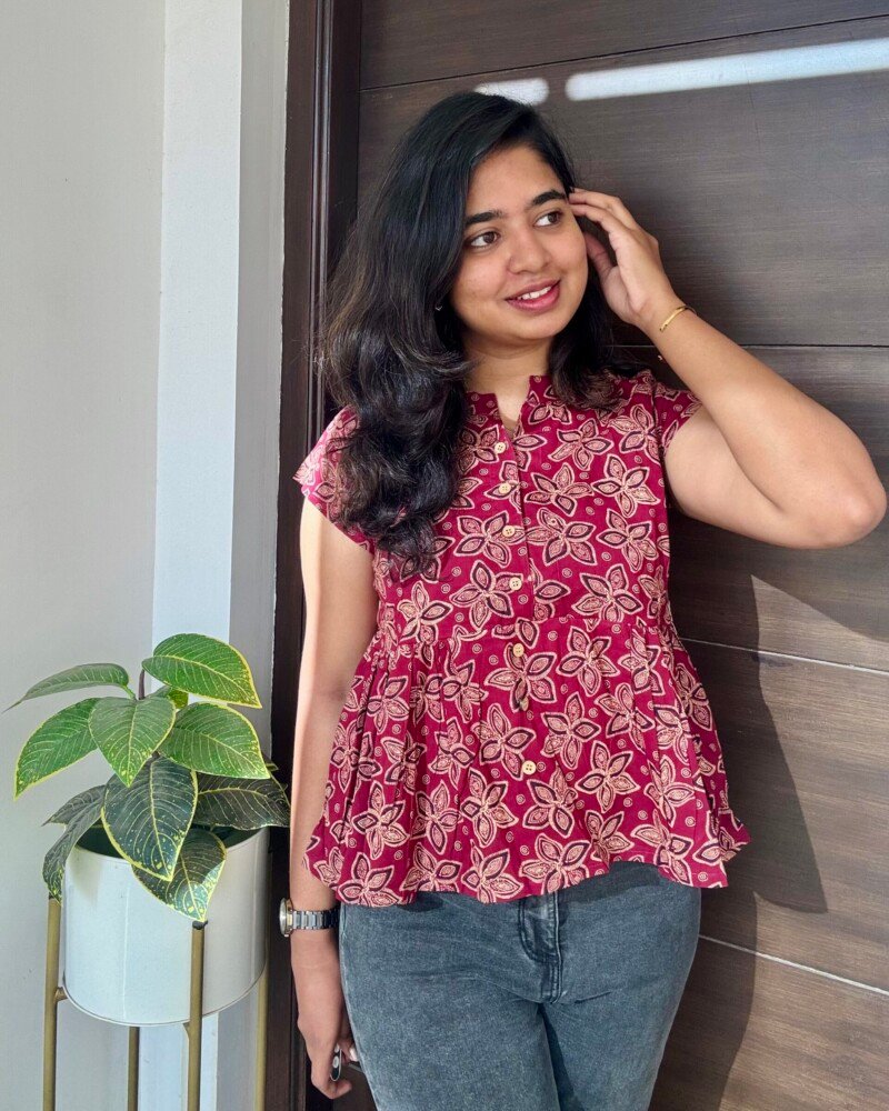 Crimson Petal Peplum Top