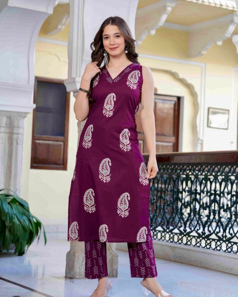 Royal Plum Paisley Co-ord Set